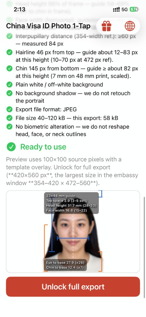 Preview with mm overlay and Unlock full export